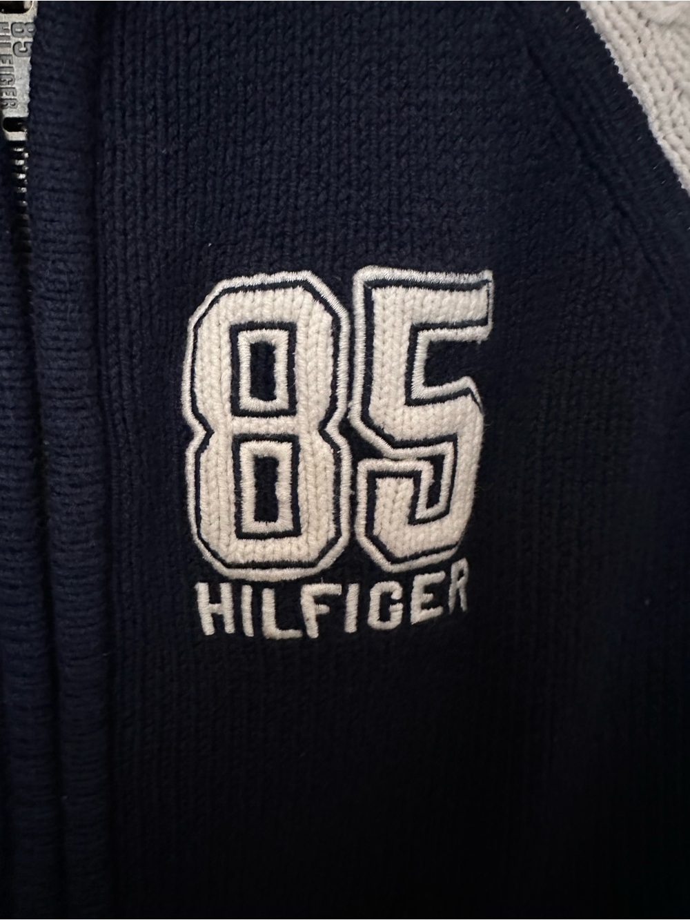 Tommy Hilfiger Navy, White & Gold Zip Knit Sweater Boys Small (6-7) - Picture 2 of 4
